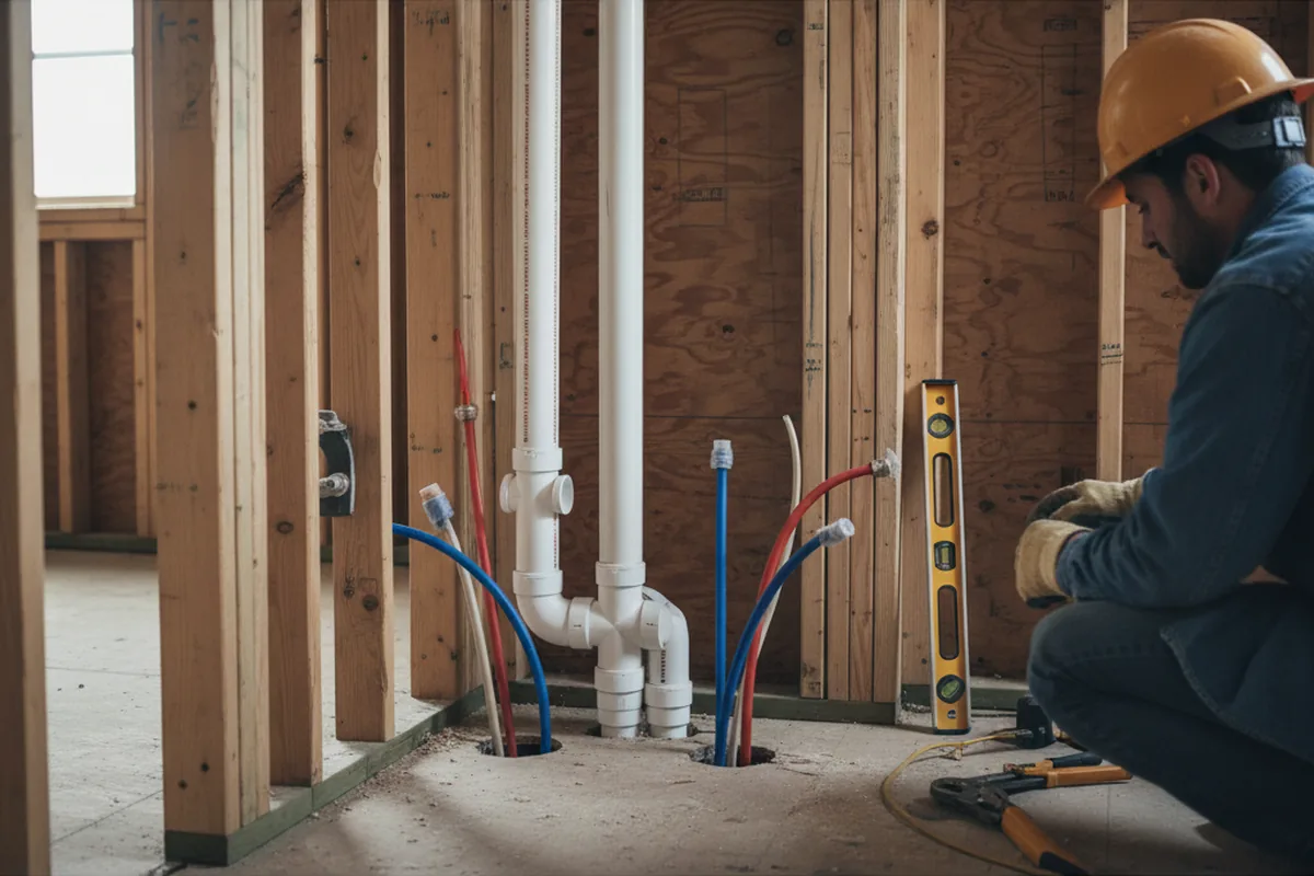 Drain and supply rough-in during Leak Detection in Huguenot